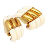 Natural White Agate Clip On Retro Earrings in 18K Yellow Gold