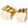 Natural White Agate Clip On Retro Earrings in 18K Yellow Gold