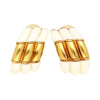 Natural White Agate Clip On Retro Earrings in 18K Yellow Gold