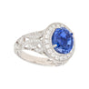 No Heat 4.79 Carat Blue Ceylon Sapphire with Diamonds in 18K Gold Ring