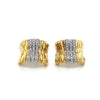 Orlandini Signierte 18K Zweifarbige Goldgerippte Bar Hug Creolen mit Rundschliff Diamonds