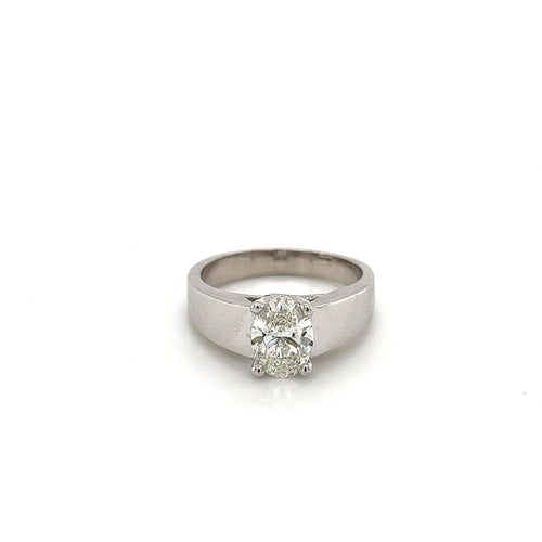 Oval Cut Lab Grown Diamond Wide Band 14K White Gold Ring