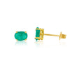 Oval Cut Natural Emerald Stud Earrings in 18k Solid Gold