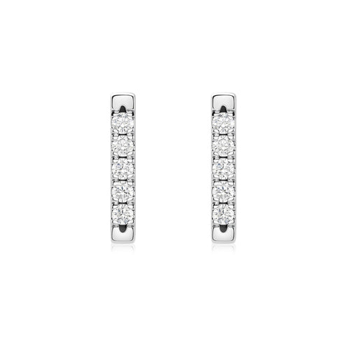 Pave Natural Diamond Flush Bar 14K Stud Earring