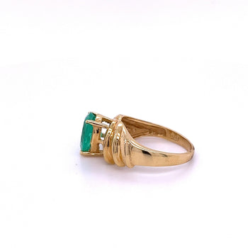 Pear Shape Colombian Emerald and Diamond Ring in 14k Yellow Gold – Assay Jewelers