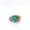 Pear Shape Colombian Emerald and Diamond Ring in 14k Yellow Gold