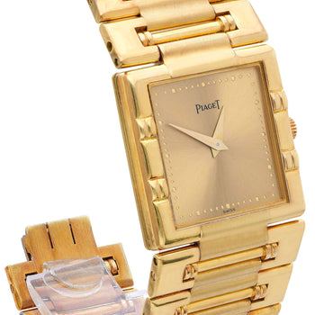 Piaget Dancer 80317 18K Gold Square Champagne Dial Integrated Bracelet Watch – Assay Jewelers