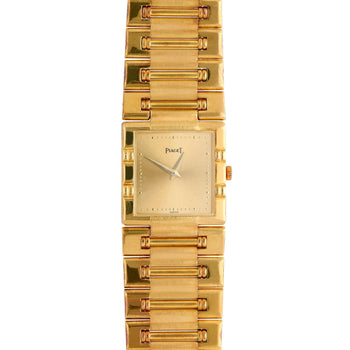 Piaget Dancer 80317 18K Gold Square Champagne Dial Integrated Bracelet Watch – Assay Jewelers