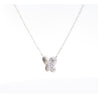 Pink Sapphire and Diamond Butterfly 14K White Gold Floating Pendant Necklace