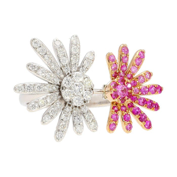 Pink Sapphire and Diamond Flower Motif Open Toi Et Moi Ring in 18K White Gold – Assay Jewelers