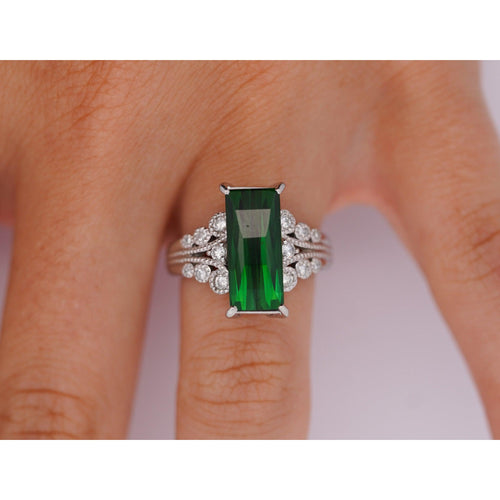 Platinum 3.19 Carat Indicolite Tourmaline & Diamond Vintage Filigree Ring Size 6
