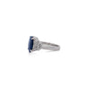 Platinum 7.52 Carat Cushion Cut Blue Sapphire and Diamond Engagement Ring