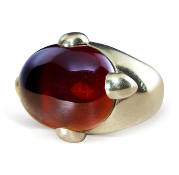Pomellato Hessonite Garnet Cabochon 18K Yellow Gold Vintage 1970s Ring – Assay Jewelers