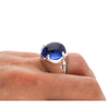 Rare 29.51 Carat No Heat Ceylon Blue Sapphire Cabochon Solitaire Mens Ring