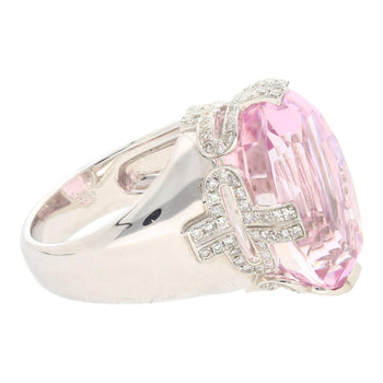 Bague rétro inspirée en or blanc 18K avec kunzite 20,76 carats et 0,66 CTW en diamants – Assay Jewelers