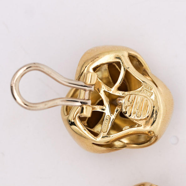 Roberto Coin Knot 18K Yellow Gold Stud Earrings Clip On Lever Backs