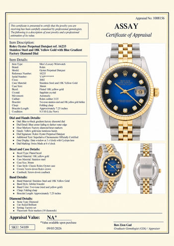 Rolex Datejust 16233 Blue Gradient Factory Diamond Dial Watch – Assay Jewelers