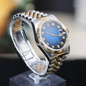 Rolex Datejust 16233 Blue Gradient Factory Diamond Dial Watch – Assay Jewelers