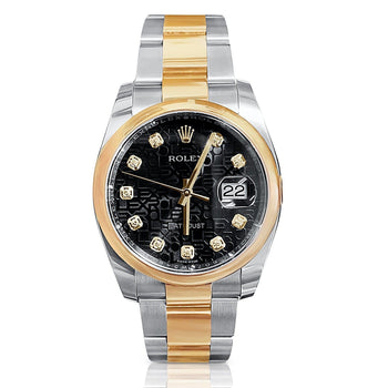 Rolex Datejust 36mm Dial and Jubilee Black Dial with Diamond Hour Markers – Assay Jewelers