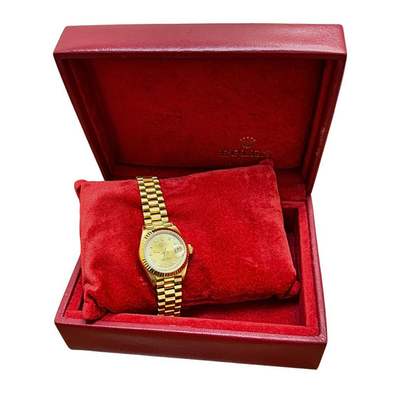 Rolex Datejust Presidential Champagne 18K Gold Diamond Dial Fluted Watch