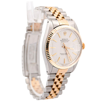 Rolex Datejust Silver Tapestry Dial 2 Tone Jubilee 36mm 16013 Watch Box/Papers – Assay Jewelers