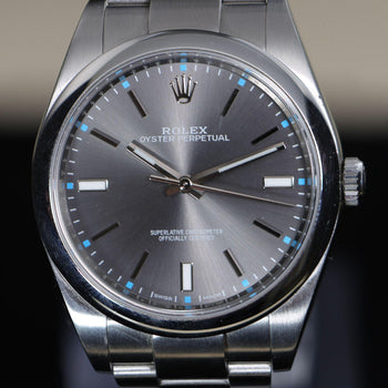 Rolex Oyster Perpetual 114300 Rhodium Dial 39mm Stainless Steel Full Set Watch – Assay Jewelers