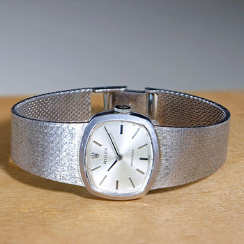 Rolex Precision 2644 Vintage 1971 Silver Dial 18K White Gold Mesh Bracelet Watch – Assay Jewelers