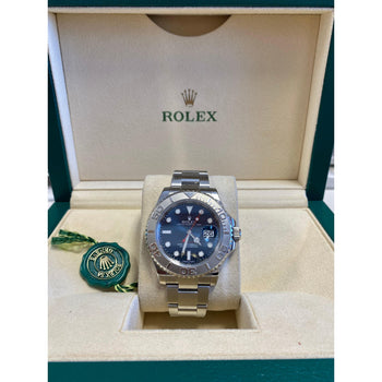 Rolex Yacht-Master 40mm Blue Face Platinum Bezel with Oyster Band – Assay Jewelers
