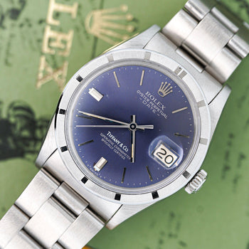 Rolex for Tiffany and Co Oyster Perpetual Date 15210 Dark Blue Dial Watch – Assay Jewelers