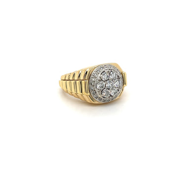 Signet Style Natural Round Diamond Cluster Mens Ring in 18k Gold – Assay Jewelers