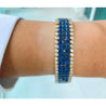 Square Cut Blue Sapphire and Diamond Cluster Tennis Bracelet