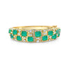 Square Cut Emerald and Baguette Diamond Bangle in 18k Yellow Gold