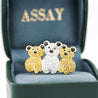Three Bear Motif 18K Two-Tone Gold Diamond and Sapphire Convertible Brooch Pin