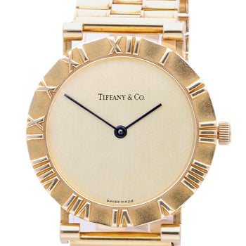 Tiffany & Co Atlas 18K Gold 31mm Cream Dial Quartz 3 Row Bracelet Watch – Assay Jewelers