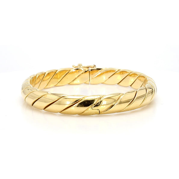 Tiffany & Co. 18K Gold Braided Twisted Rope Hinged Bangle Bracelet