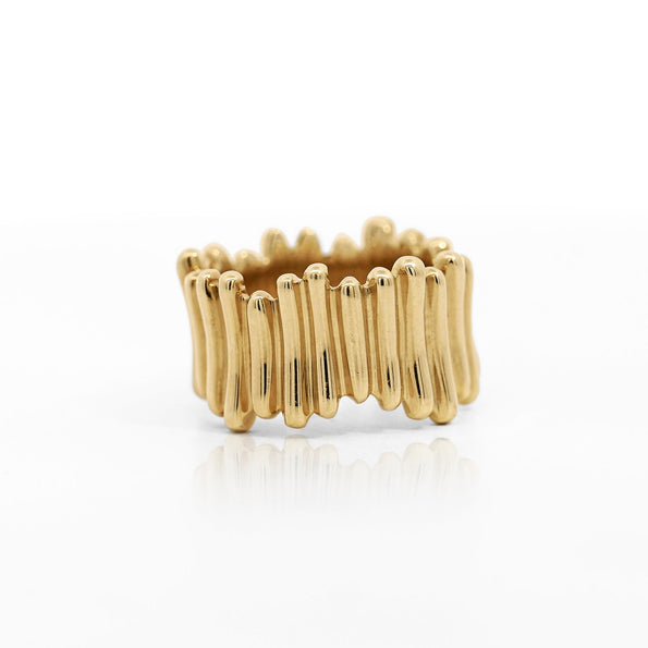 Tiffany & Co. 18K Gold Ribbed Band Ring Circa 2002