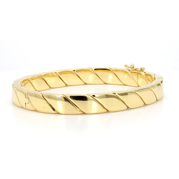 Tiffany & Co. 18K Gold Twisted Rope Flat Hinged Bangle Bracelet
