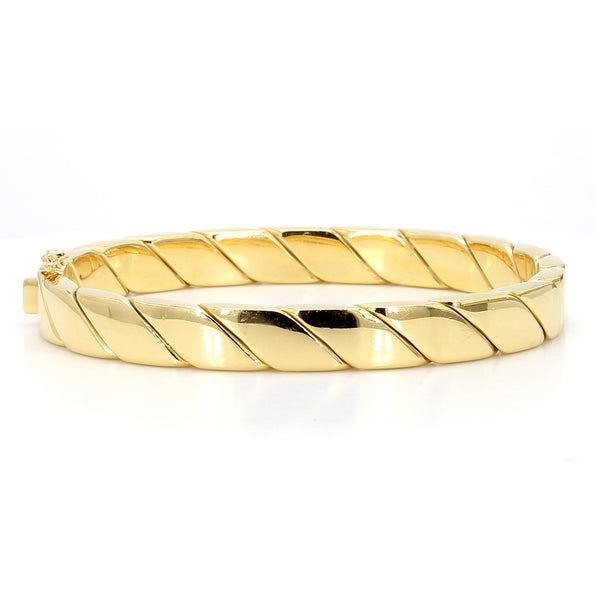 Tiffany & Co. 18K Gold Twisted Rope Flat Hinged Bangle Bracelet