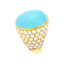Turquoise & Diamond Pave 18K Gold Dome Ring