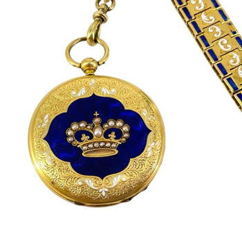 Vacheron Constantin 18K Gold Enamel Chatelaine Pocket Watch and Brooch – Assay Jewelers