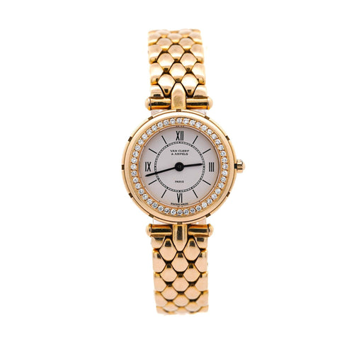 Van Cleef & Arpels La Collection 18K Gold Diamond Bezel Ladies Watch