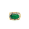 Vintage 18K Gold Horizontally Set Wide Jadeite Jade and Channel Set Diamond Halo Ring