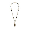 Vintage 18K Gold Tassel Necklace Quartz Black Onyx Diamond - 30 inches