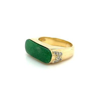 Vintage 18K Yellow Gold Horizontal Bezel Set Jadeite Jade Ring – Assay Jewelers