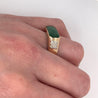 Vintage 18K Yellow Gold Jadeite Jade and 0.20 CTW Diamond Horizontal Wide Face Unisex Ring
