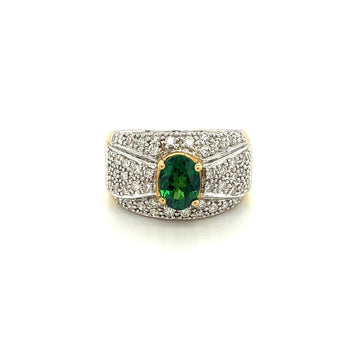 Vintage 1.50 Carat Oval Cut Green Tsavorite and Diamond Cluster Ring – Assay Jewelers