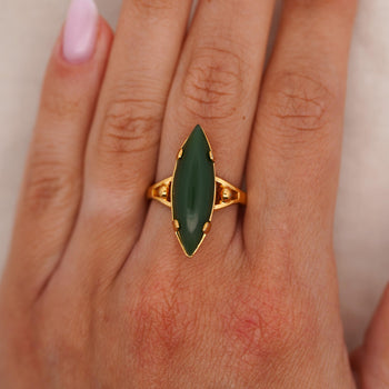 Vintage 25mm Green Nephrite Jade 18K Gold Cocktail Statement Ring – Assay Jewelers