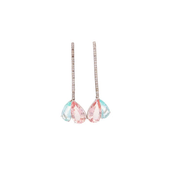 Anciens 26 CTTW Boucles d'oreilles amovibles mix & match en aigue-marine, kunzite et diamant – Assay Jewelers