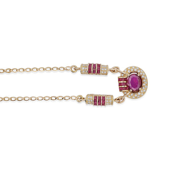 Vintage 2.70 Carat Oval Cut Ruby & Diamond 14K Gold Retro Pendant Necklace – Assay Jewelers