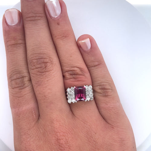 Purple Tourmaline and Diamond Platinum Ring